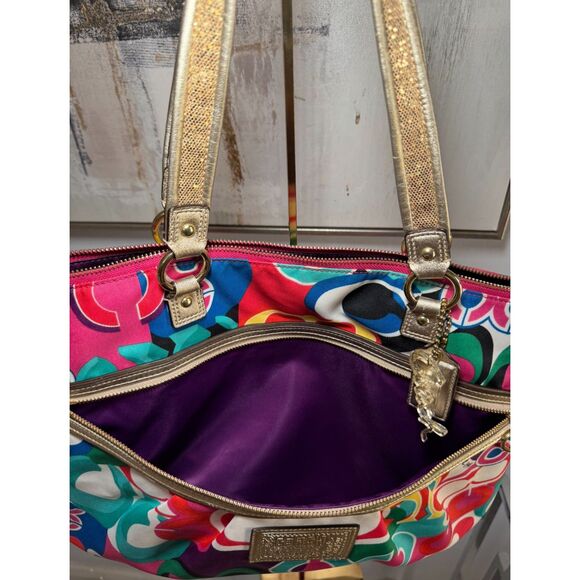 Rare Vintage Coach Poppy Multicolor Tote Bag - Picture 5 of 7